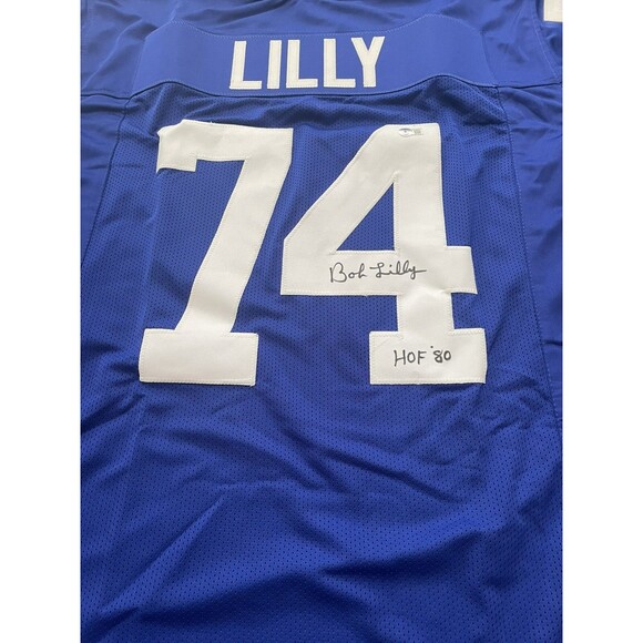 BOB LILLY HOF '80 Autographed Blue Jersey Mr. Cowboy Dallas Cowboys Beckett COA - Picture 2 of 12